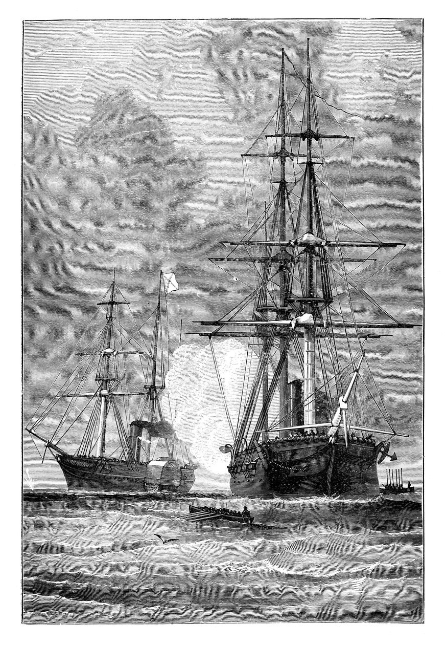 El San Jacinto, deteniendo el Trent, 1861 de Unbekannt