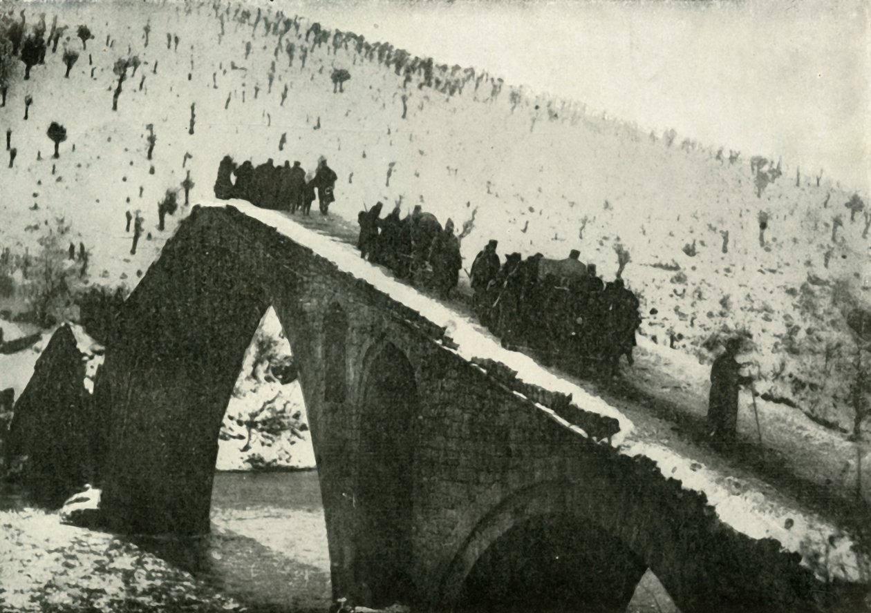 Estado Mayor del Ejército Serbio en su retirada a través de Albania, 1919 de Unbekannt