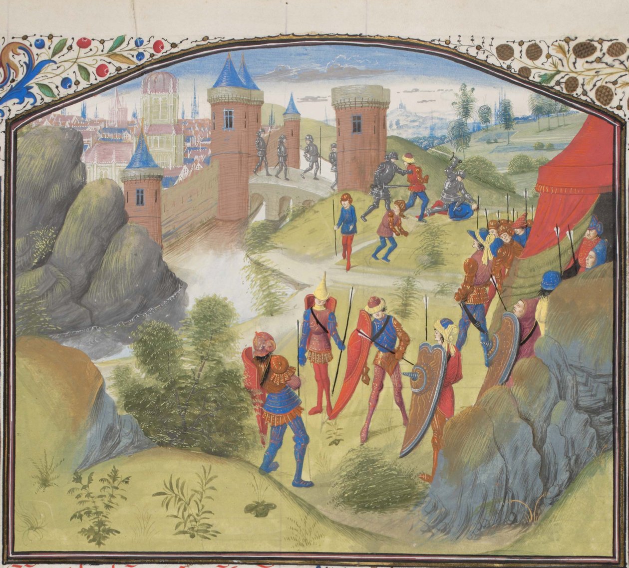 El sitio de Antioquía. Miniatura de la Historia de Guillermo de Tiro, 1460s de Unbekannt
