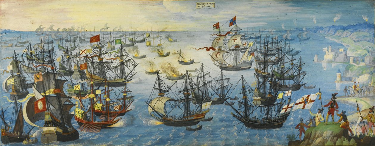 La Armada Española frente a la costa sur de Inglaterra, 1588 de Unbekannt