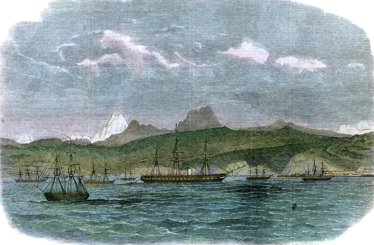 El escuadrón de bloqueo español en Valparaíso, Chile, c1880 de Unbekannt