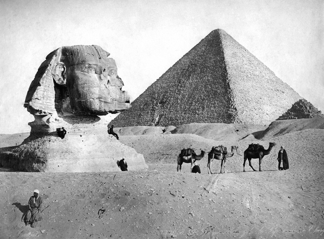 La Esfinge y la Pirámide en Giza, Egipto, c. 1882 de Unbekannt
