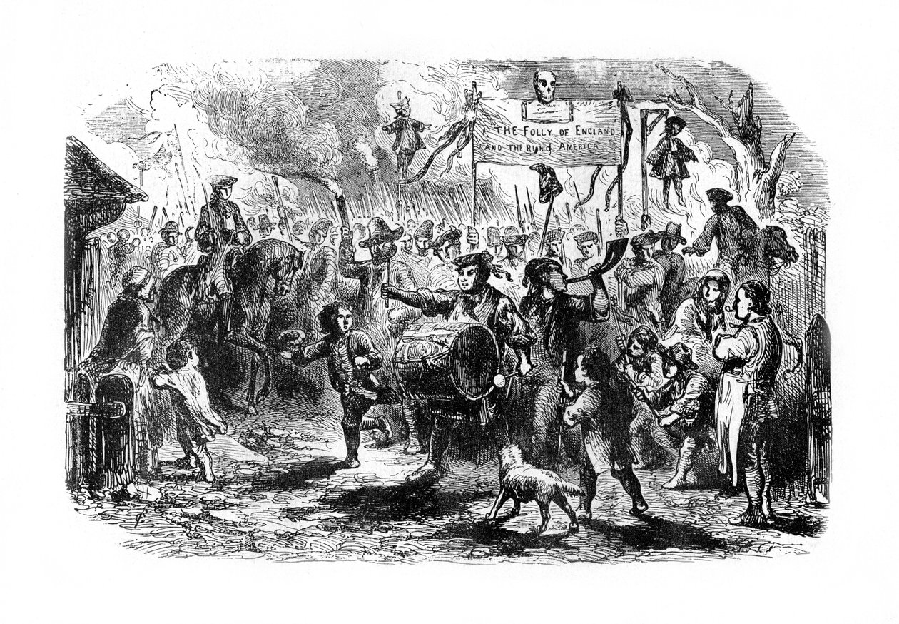 Los disturbios del sello en Nueva York, c. 1765, 1872 de Unbekannt