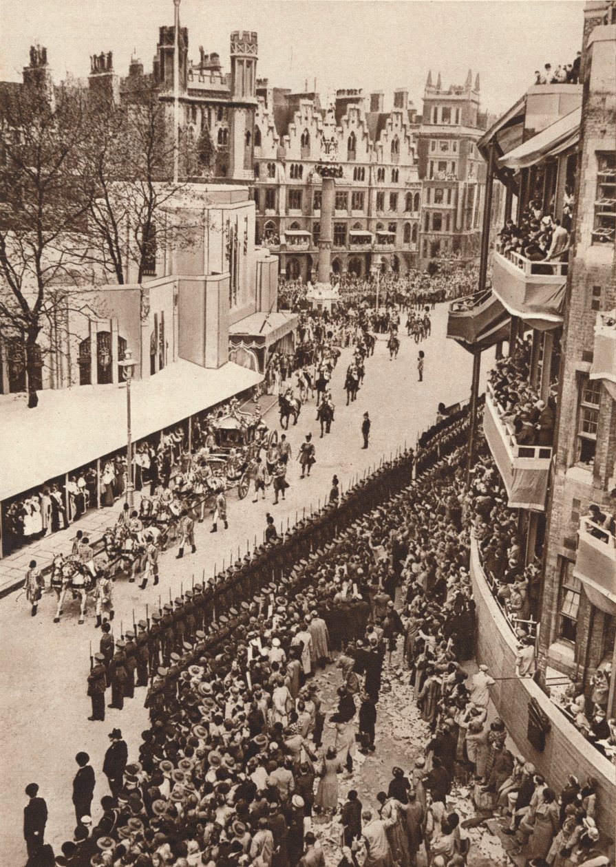 El coche estatal sale de la Abadía de Westminster después de la coronación del Rey Jorge VI, 1937 de Unbekannt