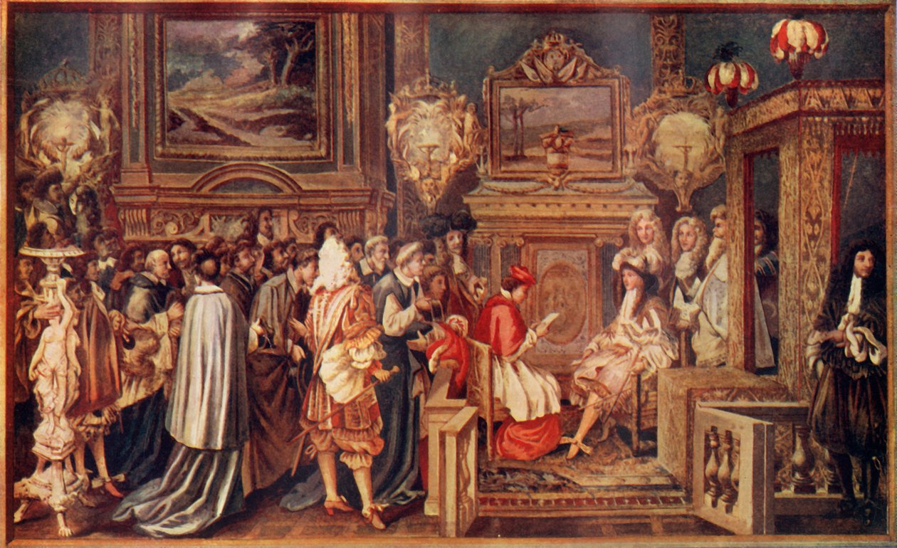 El Rey Sol Luis XIV de Francia, con su brillante corte, 1664, c. 1930 de Unbekannt