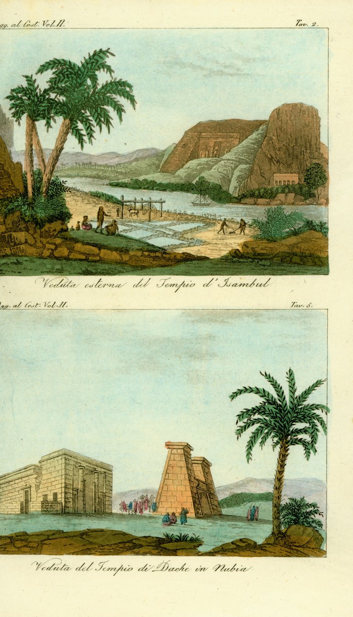 El Templo de Ramsés II en Abu Simbel (Isambul), Nubia, y el Templo de Thoth en Dakka, Nubia de Unbekannt