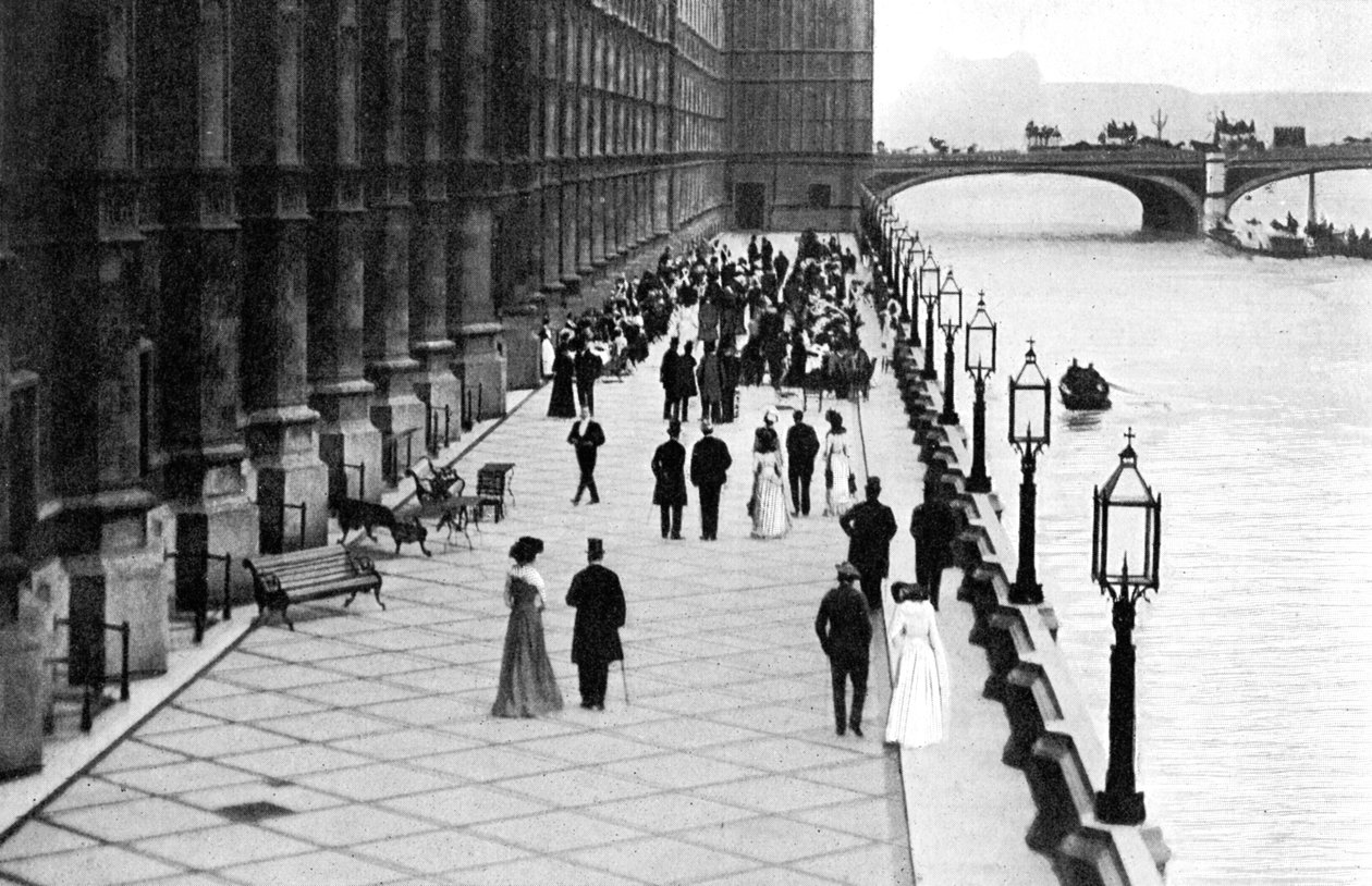 La terraza, té de la tarde, Palacio de Westminster, Londres, c1905 de Unbekannt