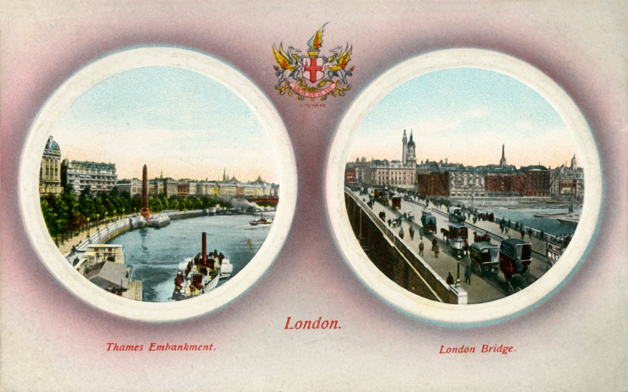 El malecón del Támesis y el puente de Londres, Londres, 1909 de Unbekannt