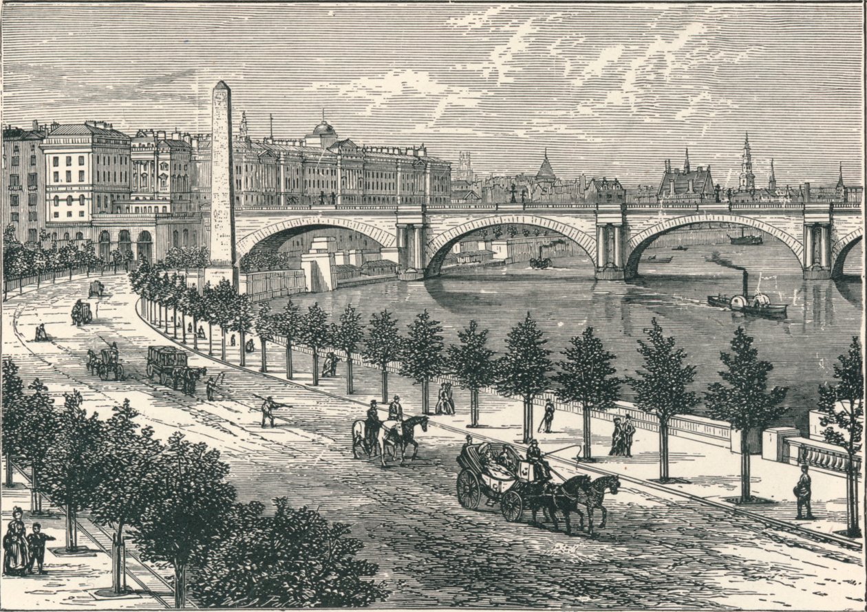 El Embankment del Támesis, mostrando la Aguja de Cleopatra, 1896 de Unbekannt