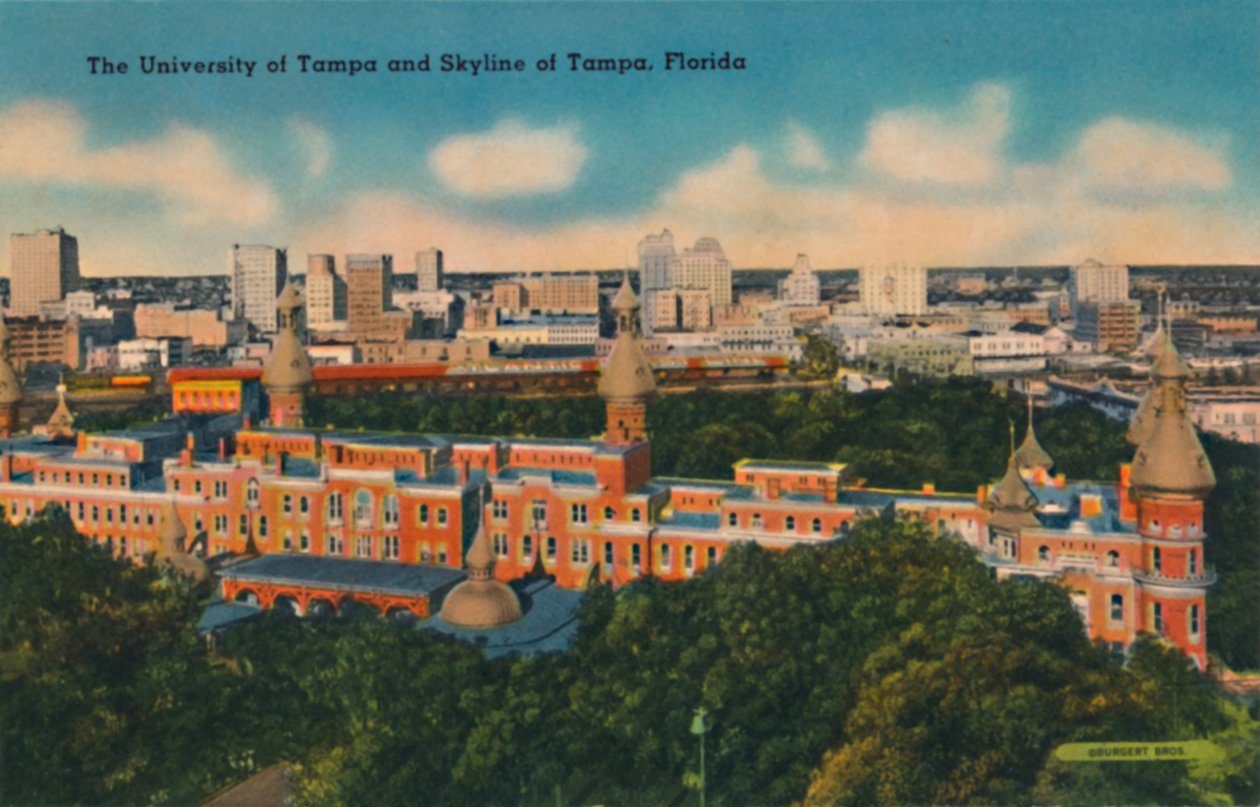 La Universidad de Tampa y el horizonte de Tampa, Florida, c. 1940s de Unbekannt