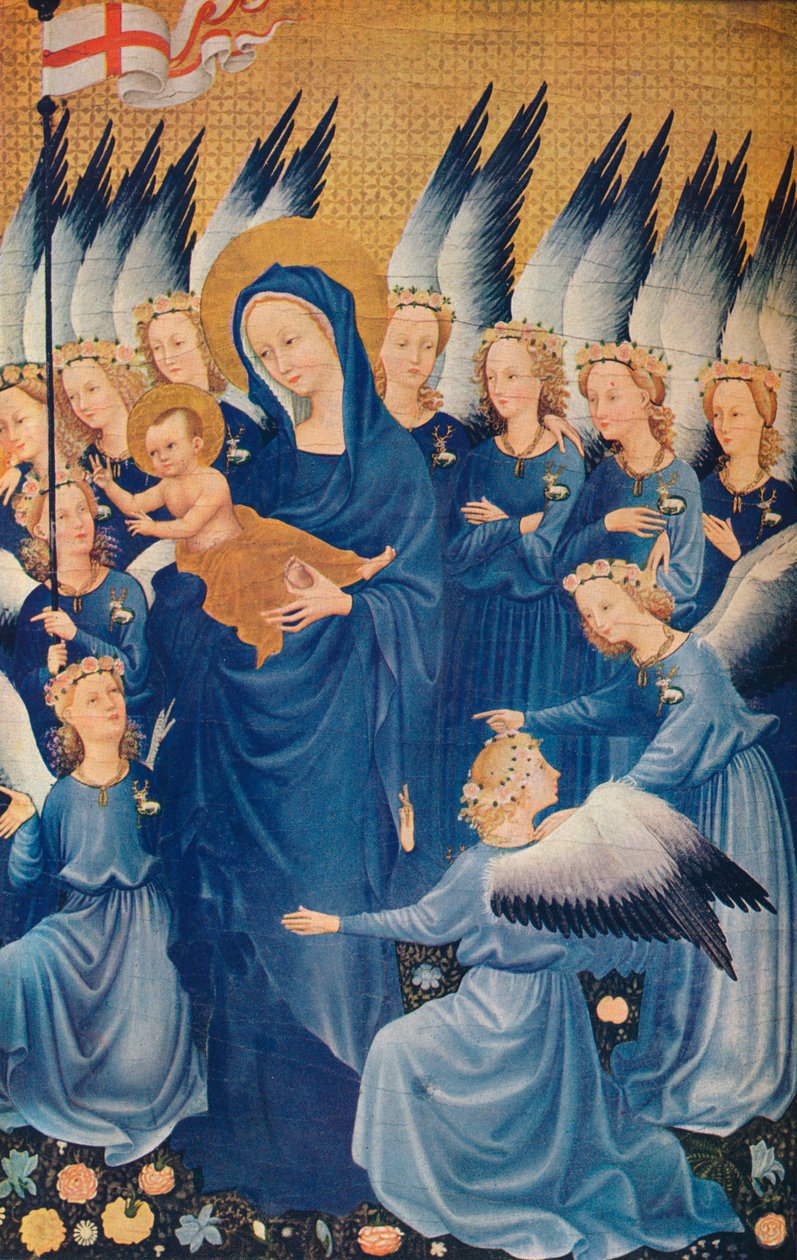 La Virgen y el Niño con Ángeles: Hoja del Díptico de Wilton, c. 1395 de Unbekannt