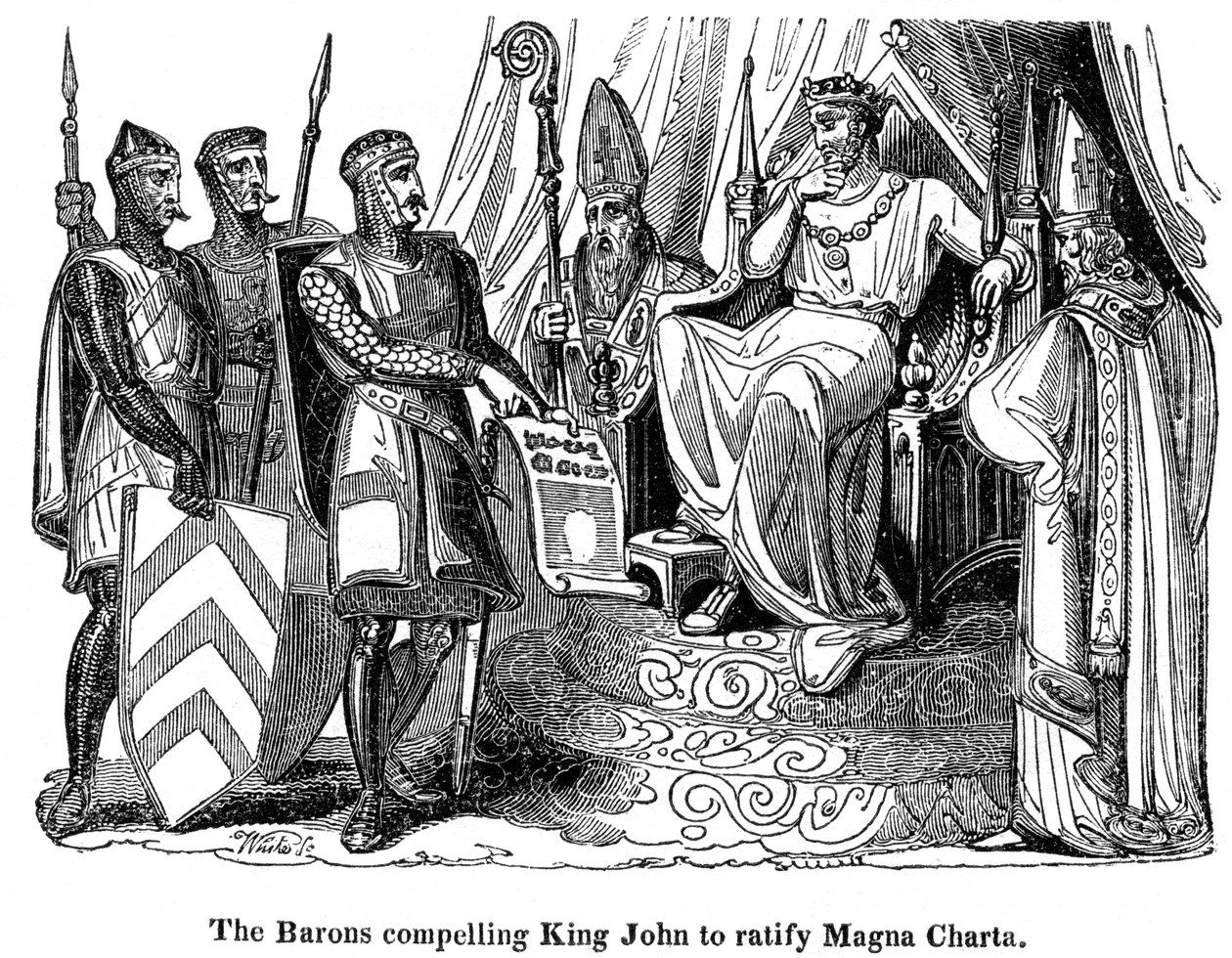 Los barones obligan al Rey Juan 1167-1216 a ratificar la Carta Magna de Unbekannt