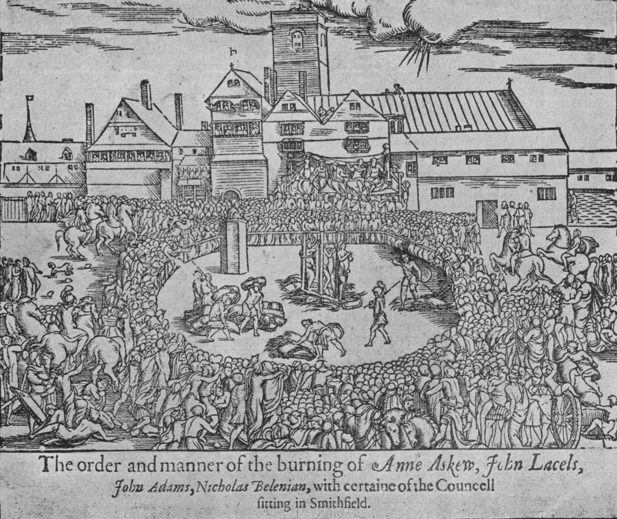 La quema de Anne Askew, John Lascelles, John Adams y Nicholas Belenian, 1546, 1904 de Unbekannt