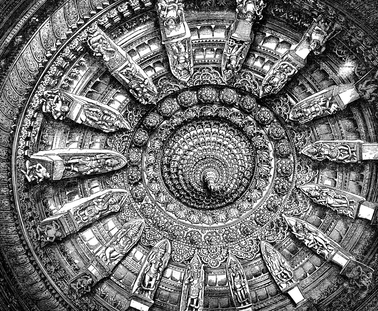 El techo de un santuario jaina en Mount Abu, Rajasthan, India, 1895 de Unbekannt