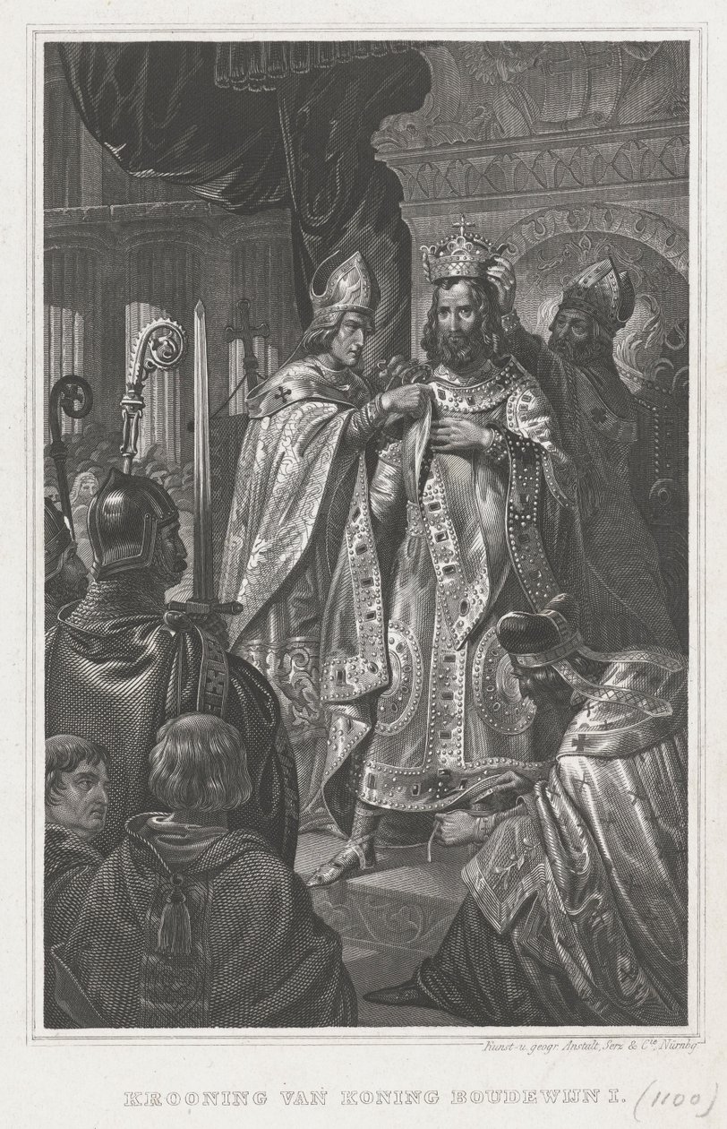La coronación de Balduino I en Navidad de 1100, siglo XIX de Unbekannt