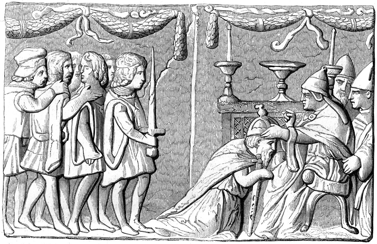 La coronación del emperador Segismundo 1368-1437 por el Papa Eugenio IV, siglo XV 1849 de Unbekannt