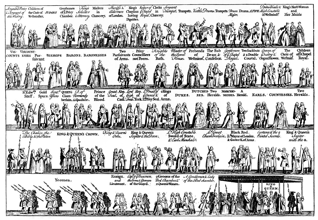La procesión de coronación de Jorge II, 1727 c1905 de Unbekannt