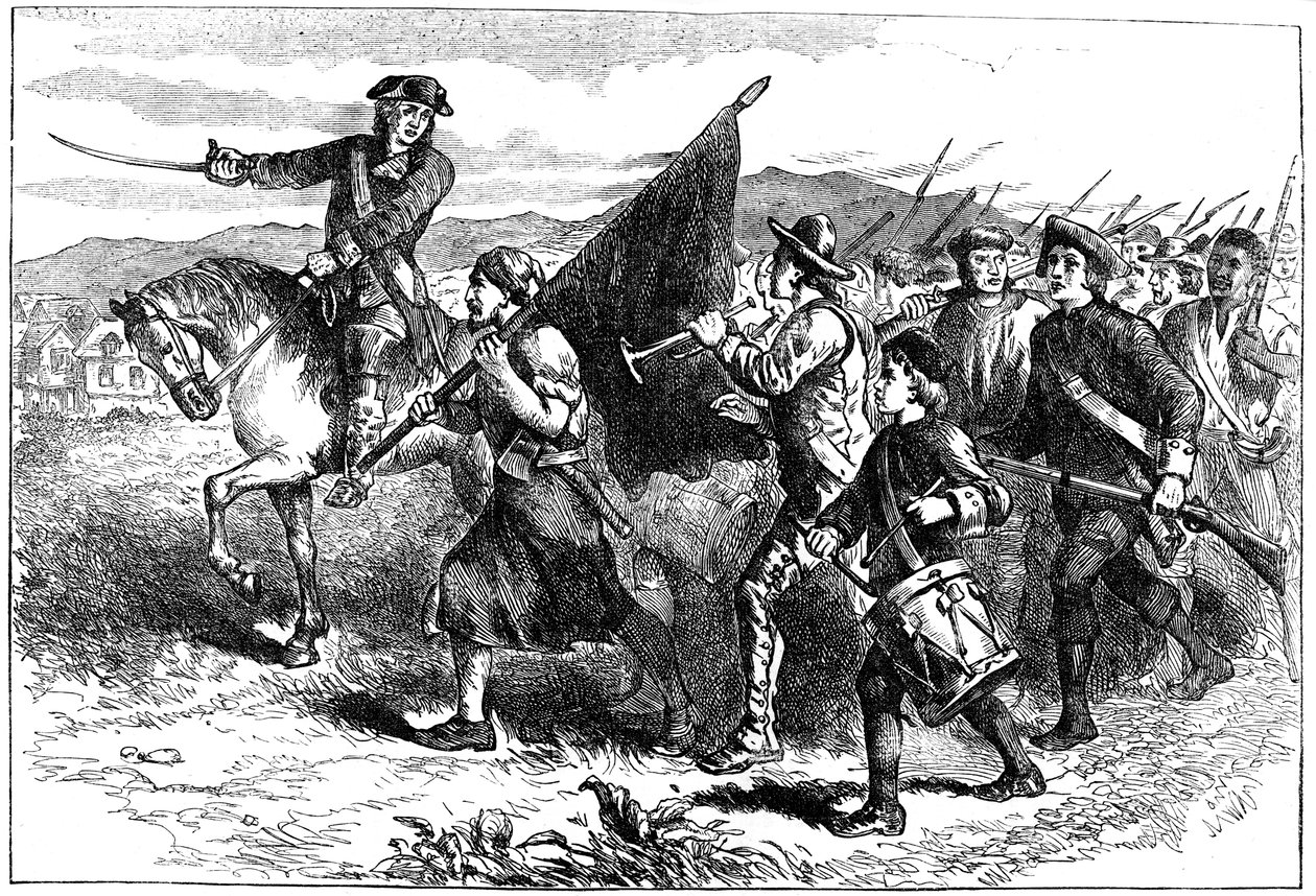 La multitud en Springfield con la bandera negra, c1776-1781 c1880 de Unbekannt