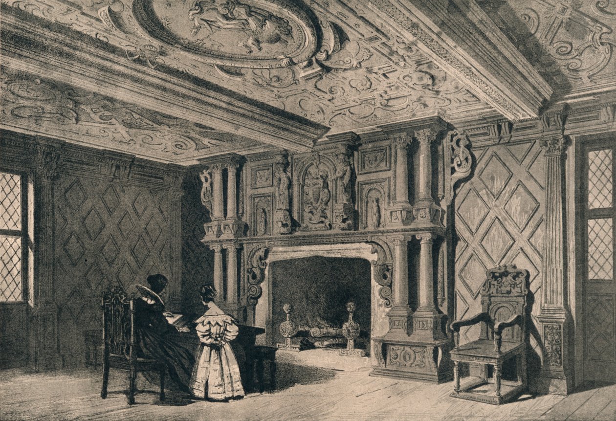 El salón, Park Hall, Shropshire, 1915 de Unbekannt