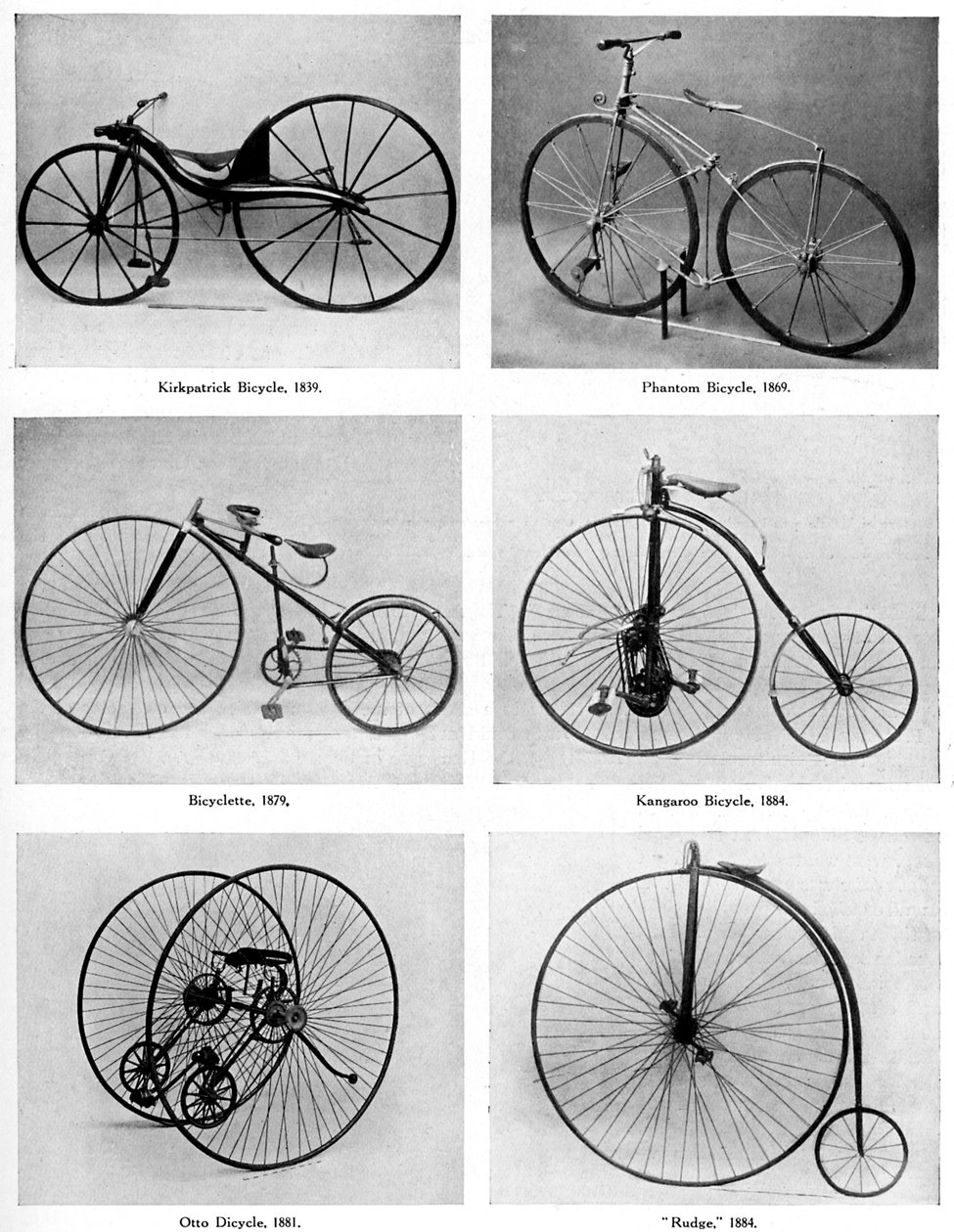 La evolución de la bicicleta, siglo XIX, c1920 de Unbekannt