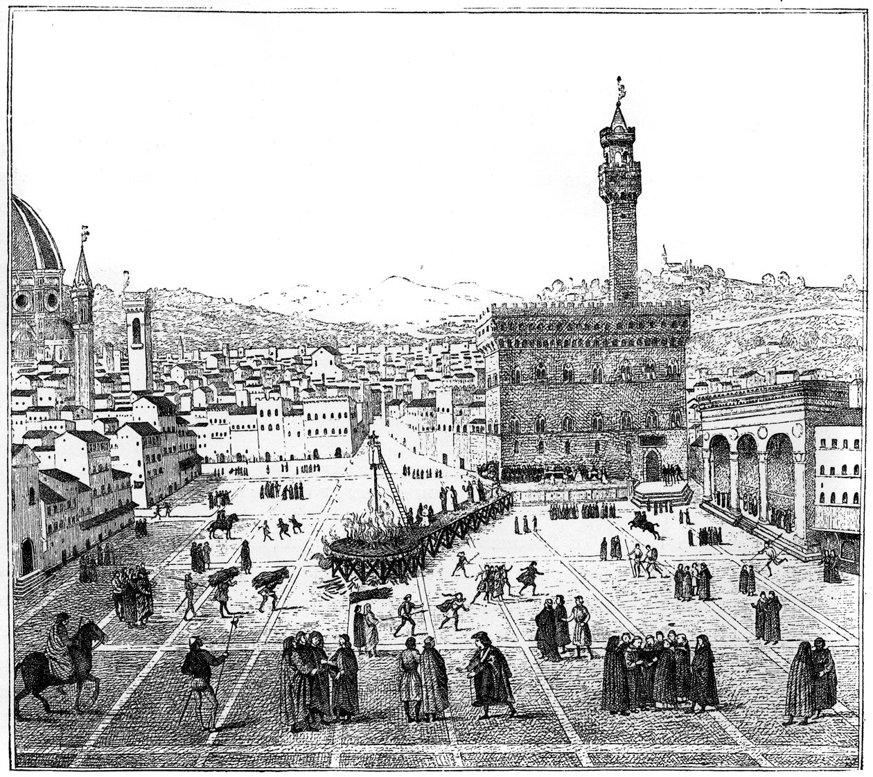 La ejecución de Girolamo Savonarola en la Piazza Della Signoria, Florencia, 1882 de Unbekannt