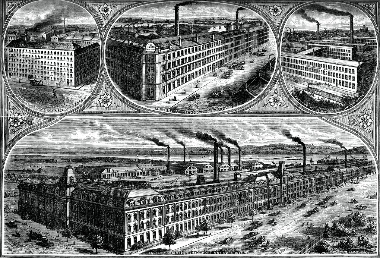 Las fábricas de la Compañía Singer Manufacturing, c1880 de Unbekannt