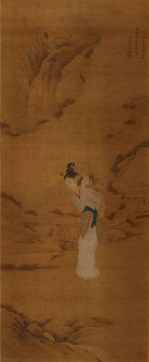La diosa Magu con una cesta de flores, Dinastía Qing 1645-1911 de Unbekannt