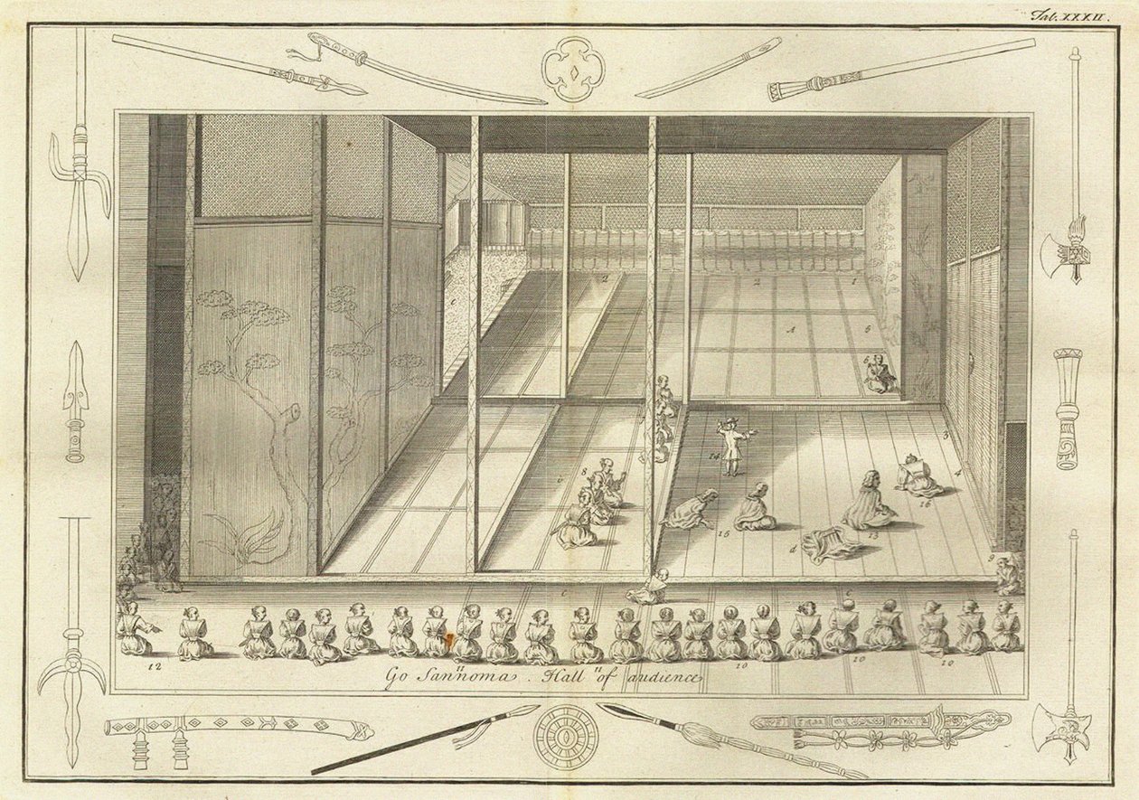 El salón de audiencia de los embajadores holandeses. De La Historia de Japón por Engelbert Kaempfer, 17 de Unbekannt