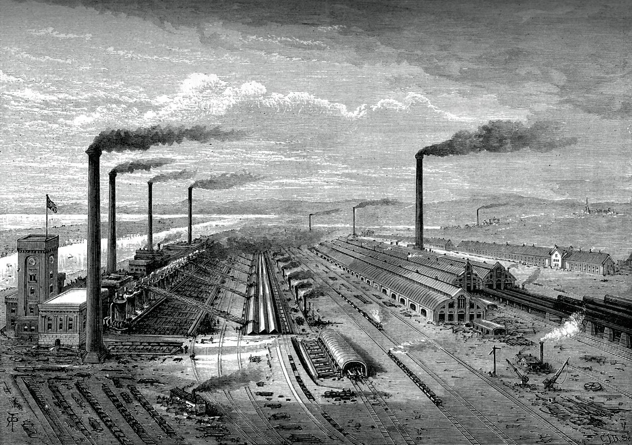 Las obras de hierro y acero en Barrow, c1880 de Unbekannt
