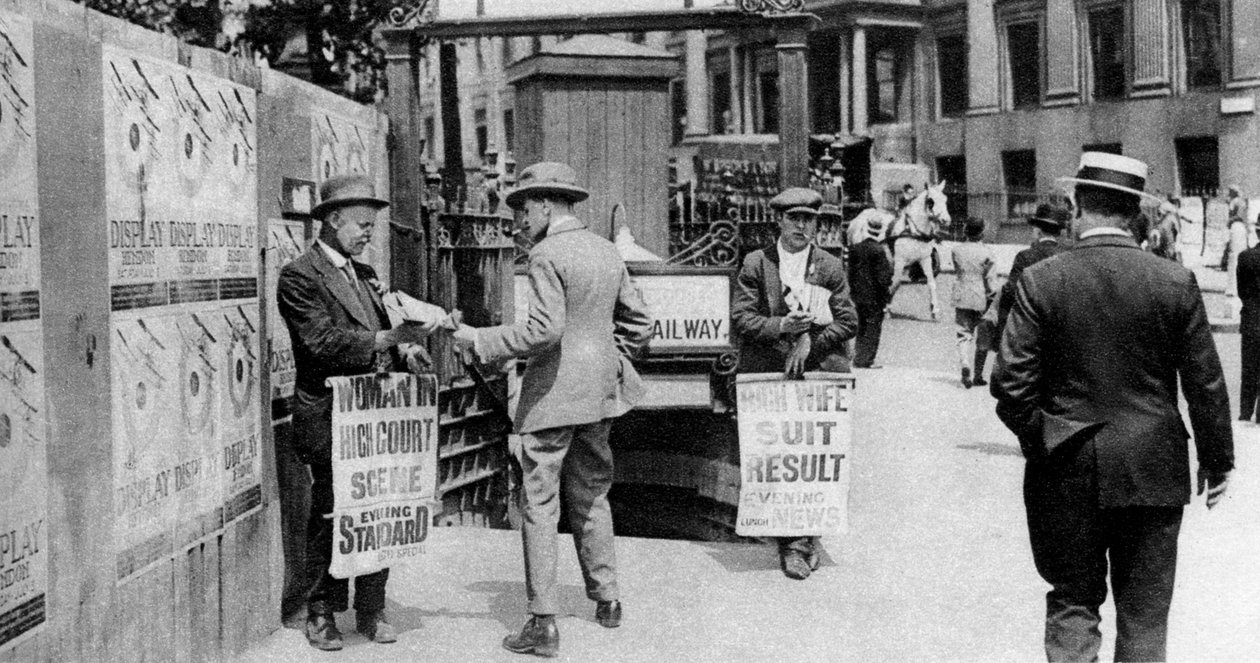 Los titulares del periódico del almuerzo, Trafalgar Square, Londres, 1926-1927 de Unbekannt