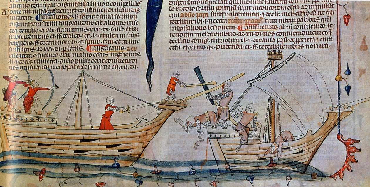 La batalla naval, ca 1340 de Unbekannt