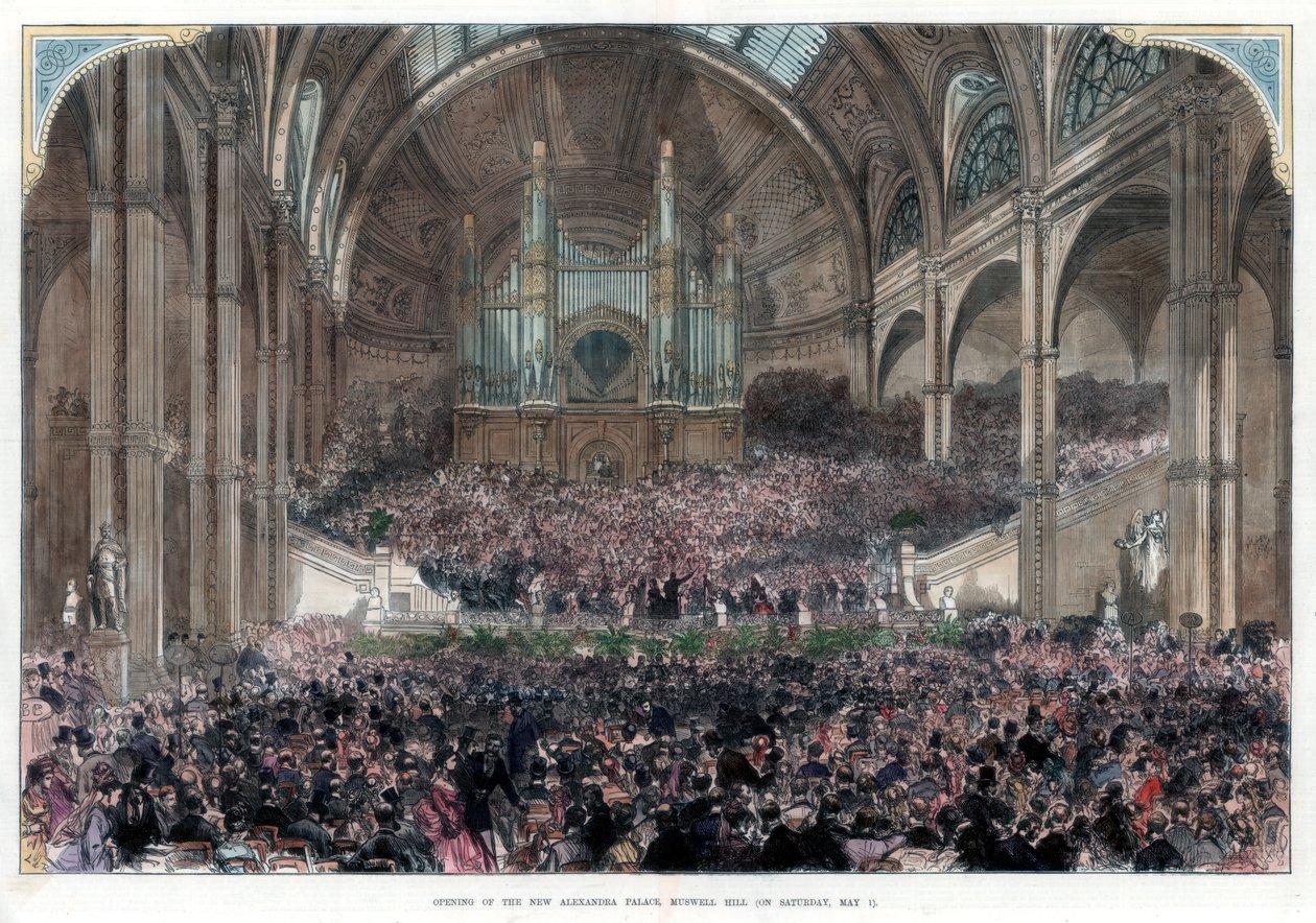 La inauguración del nuevo Alexandra Palace, Muswell Hill, 1 de mayo de 1875 de Unbekannt
