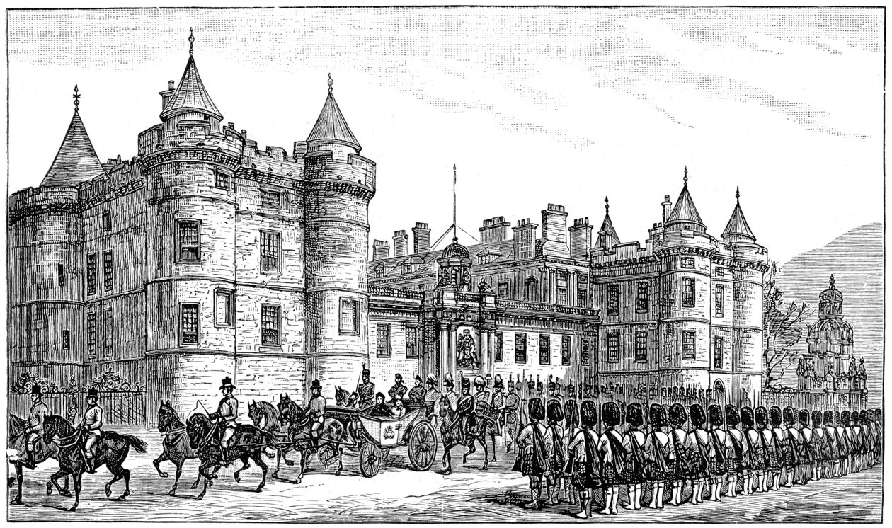 La reina saliendo del Palacio de Holyrood, Edimburgo, 1886, 1900 de Unbekannt