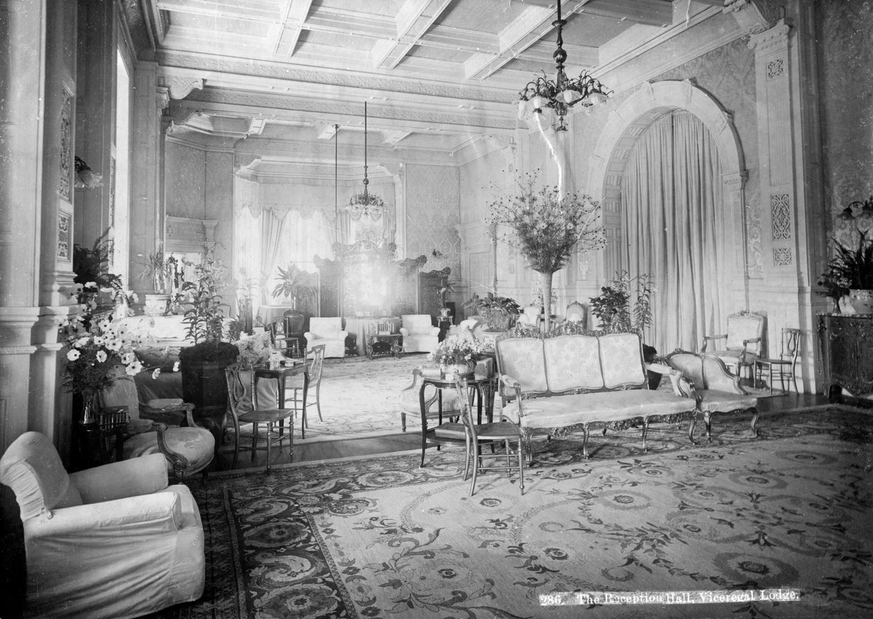 El salón de recepción, Viceregal Lodge, India, siglo XX de Unbekannt