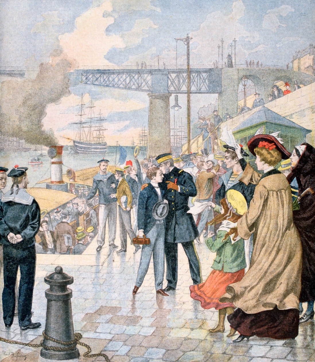 El regreso del barco Borda y el embarque del barco Fistots, Brest, Francia, 1902 de Unbekannt