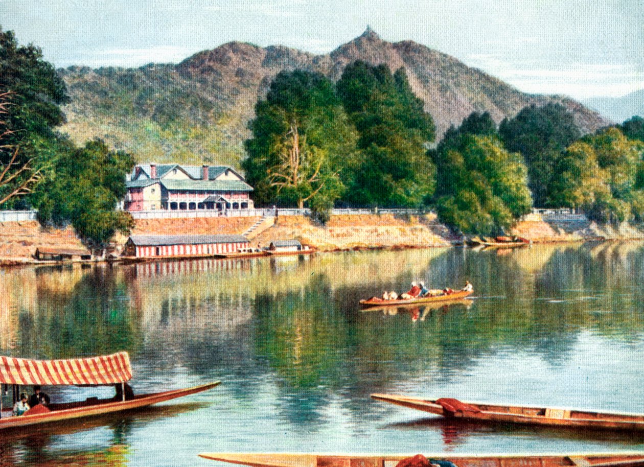 El río Jhelum y el club en Srinagar, India, principios del siglo XX de Unbekannt