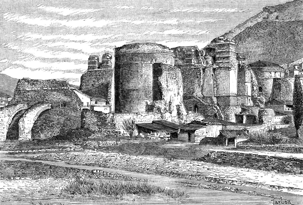 Las ruinas de la basílica en Pérgamo, Turquía, 1895 de Unbekannt