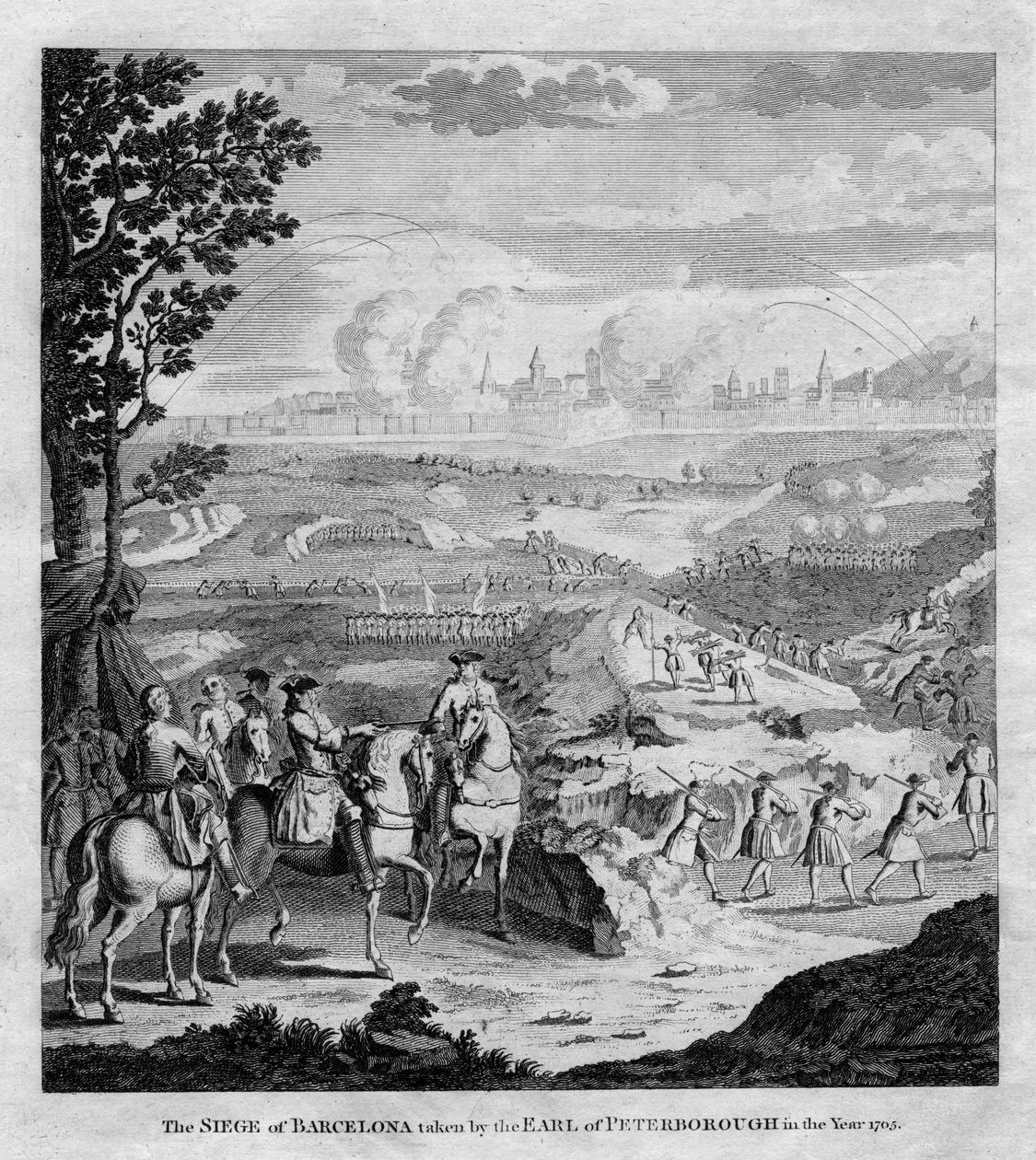 El sitio de Barcelona tomado por el Conde de Peterborough en el año 1705 de Unbekannt