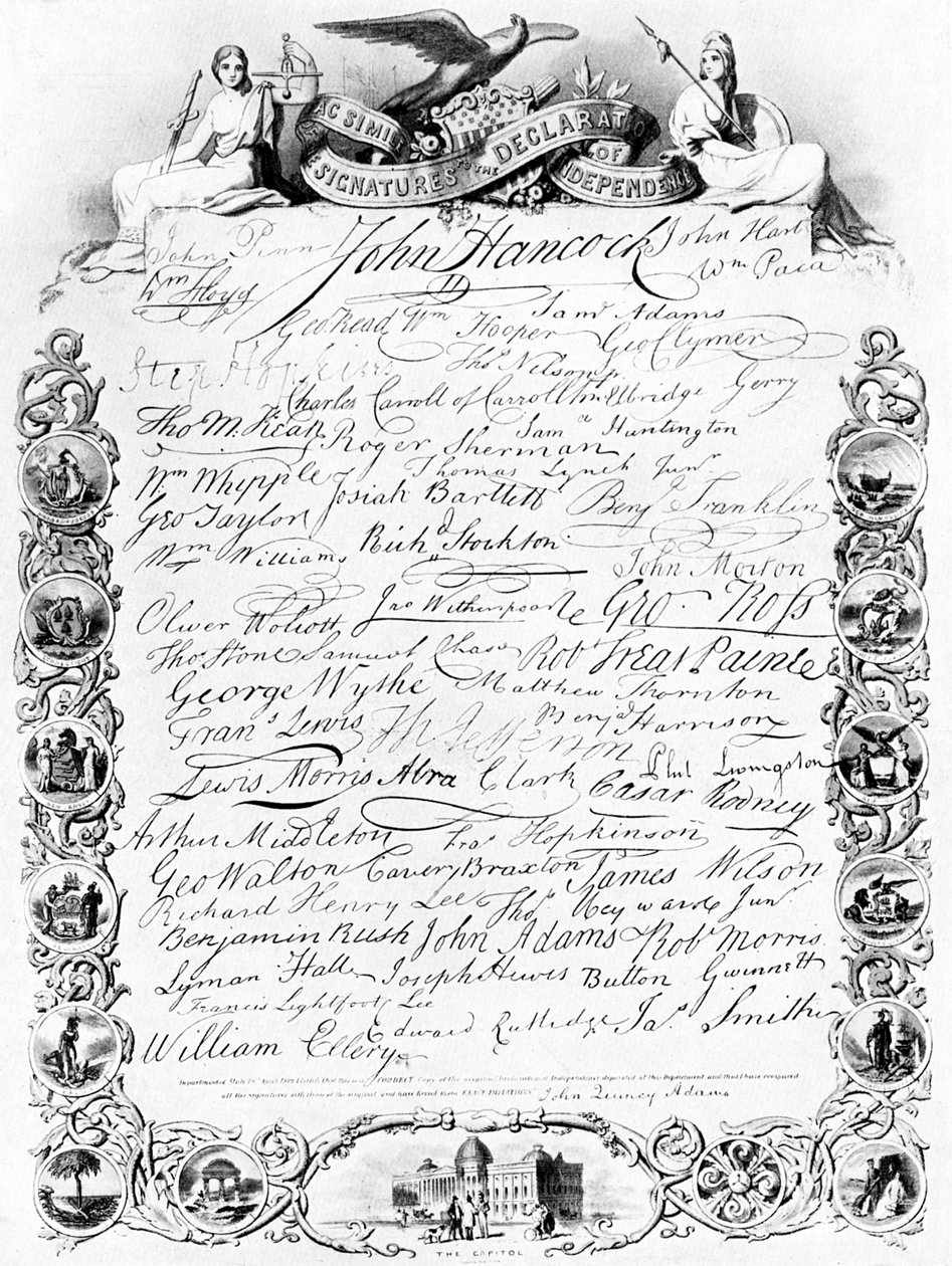 Las firmas de la Declaración de Independencia de Estados Unidos, c1776, c1920 de Unbekannt