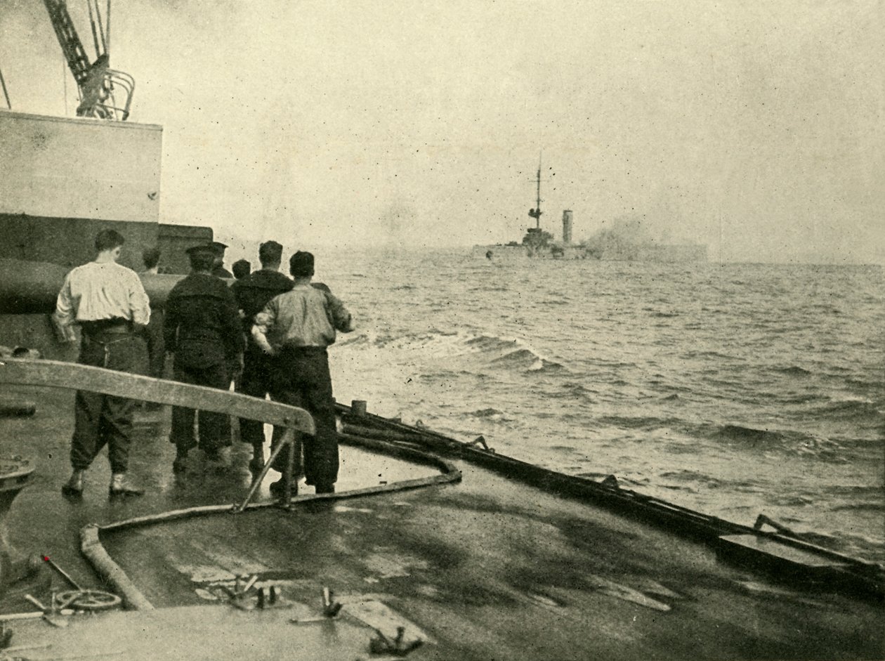 El hundimiento del crucero alemán Mainz, 28 de agosto de 1914, c1920 de Unbekannt