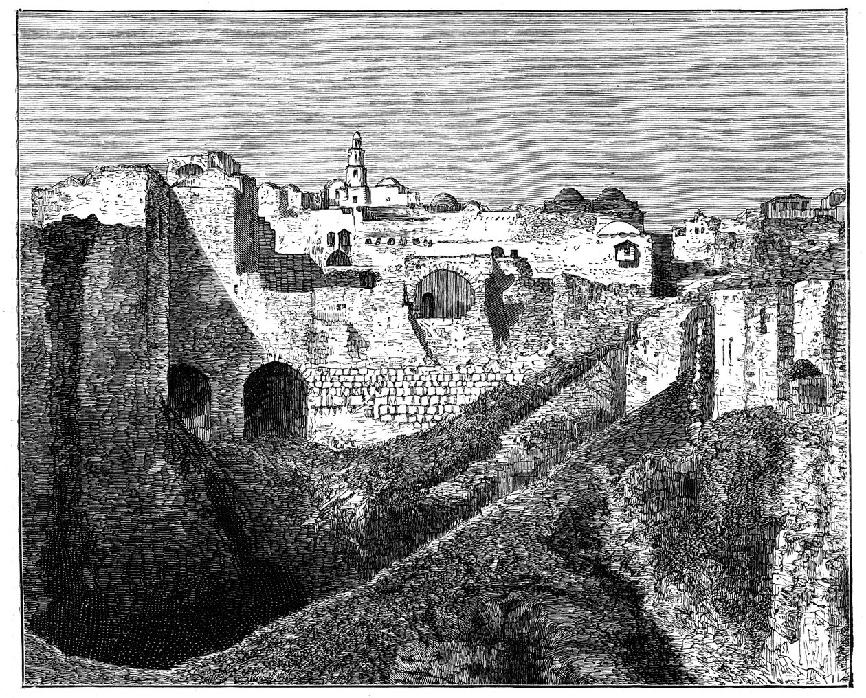 Las murallas del sur de Jerusalén, c1890 de Unbekannt