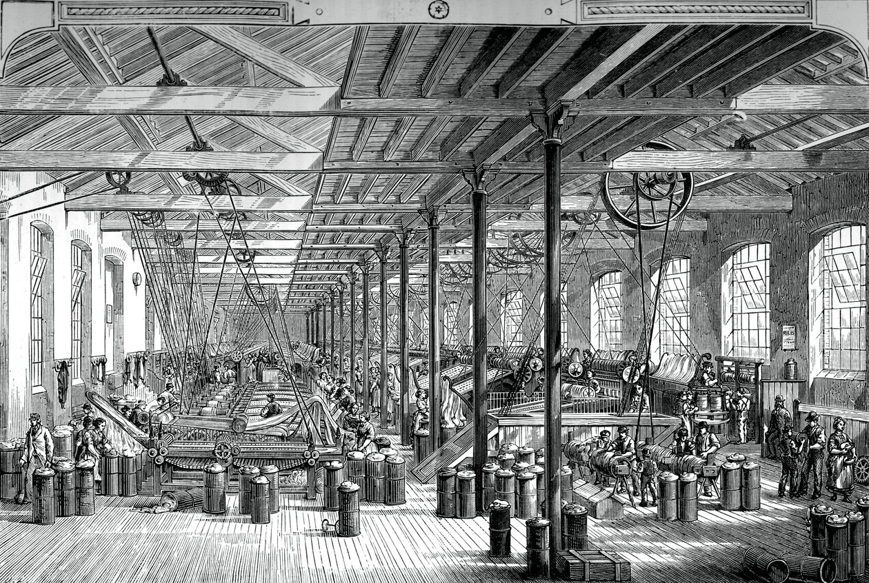 La sala de hilado en las obras de cuerda de Shadwell, c1880 de Unbekannt