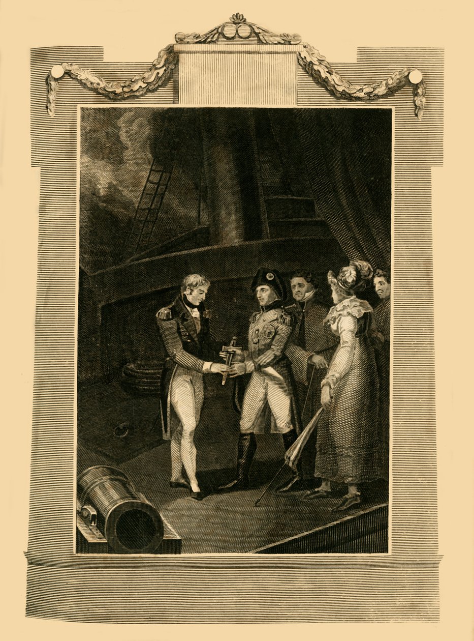 La rendición de Buonaparte a bordo del Bellerophon, 15 de julio de 1815, 1816 de Unbekannt