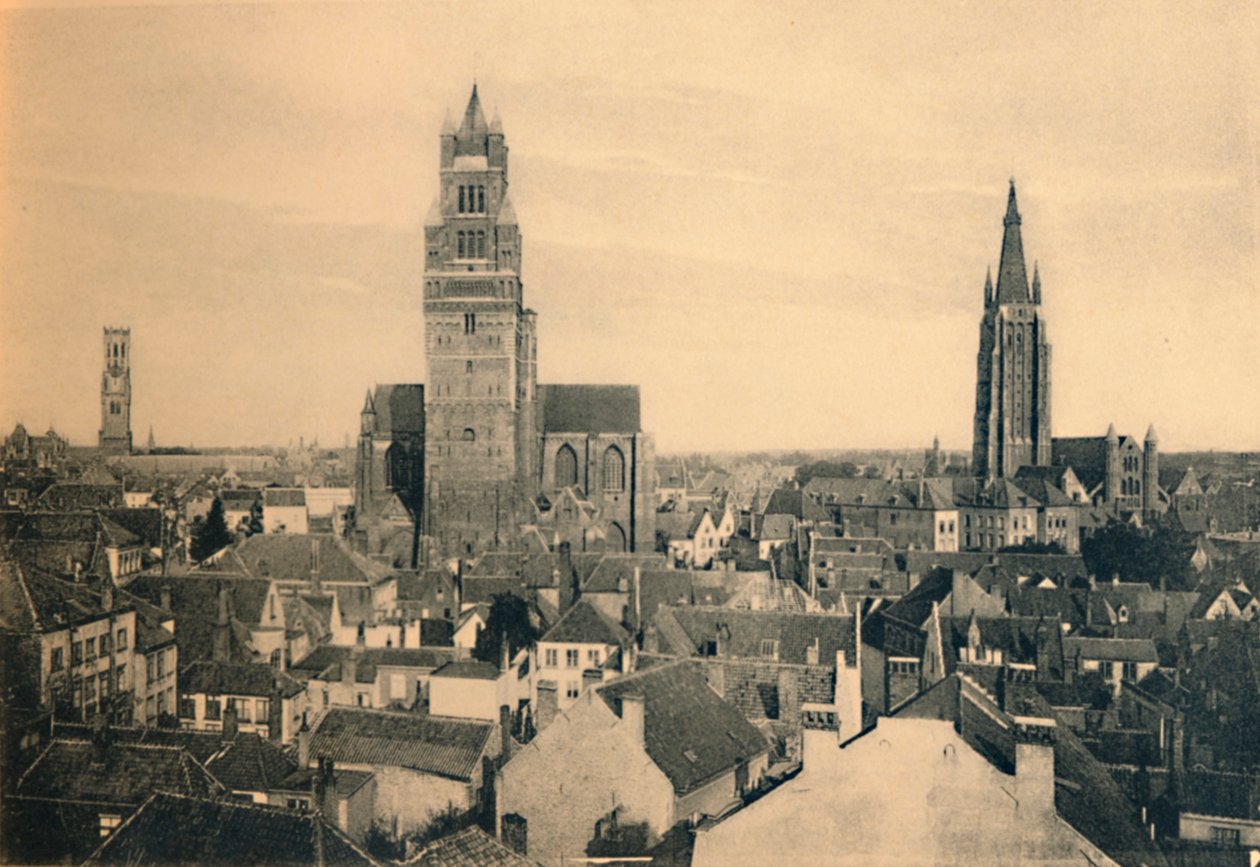 Las tres torres: el campanario, la catedral y la iglesia de Nuestra Señora, c1910 de Unbekannt