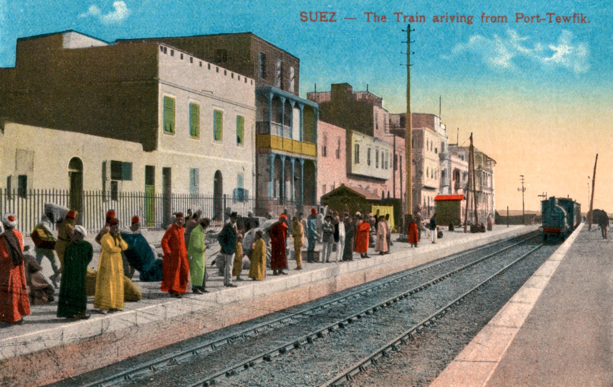 El tren llegando desde Port Tewfik, Suez, Egipto, siglo XX de Unbekannt
