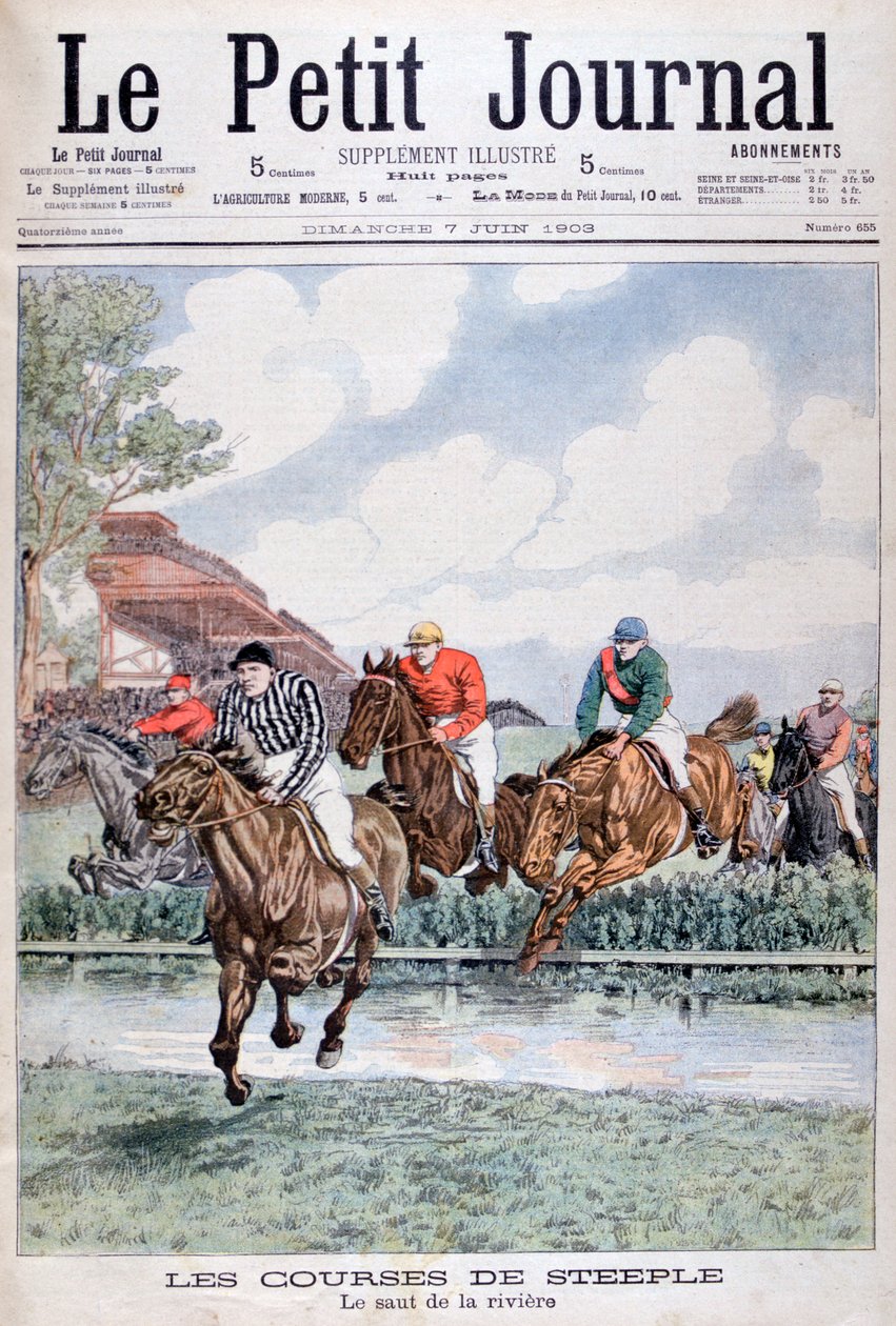 El salto de agua en la carrera de obstáculos, Auteuil, 1903 de Unbekannt