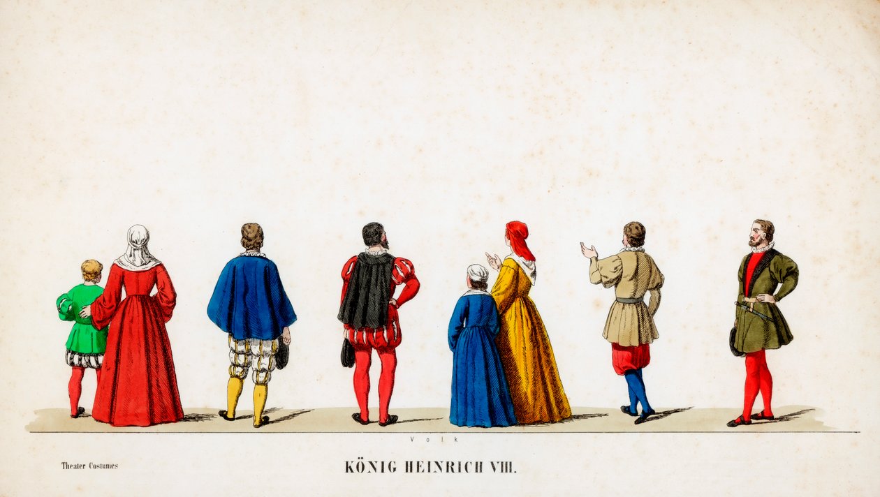 Diseños de vestuario teatral para la obra de Shakespeare, Enrique VIII, siglo XIX de Unbekannt