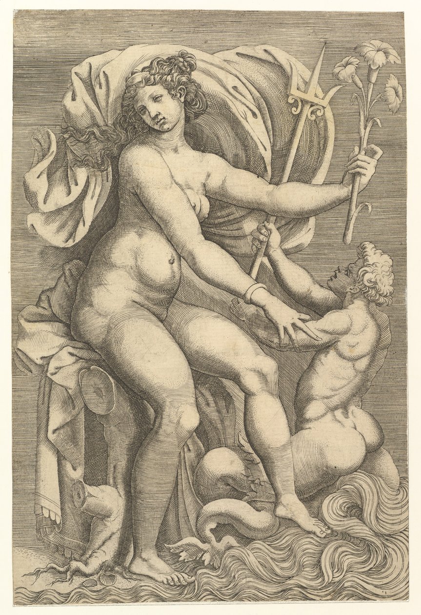 Tetis Sentada con un Tritón, siglo XVI de Unbekannt