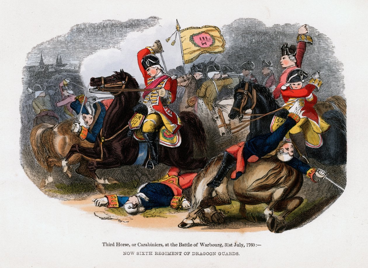 Tercer Caballo, o Carabineros, en la Batalla de Warburg, 31 de julio de 1760 de Unbekannt