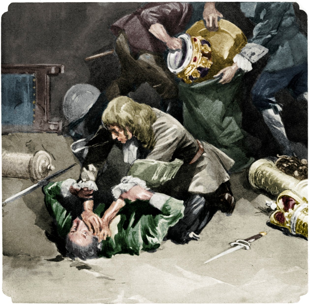 Thomas Blood intentando robar las Joyas de la Corona de la Torre de Londres en 1671, 1937 de Unbekannt